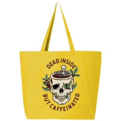 Dead Inside But Caffeinated Coffee Lover Skull Skeleton 25L Jumbo Tote