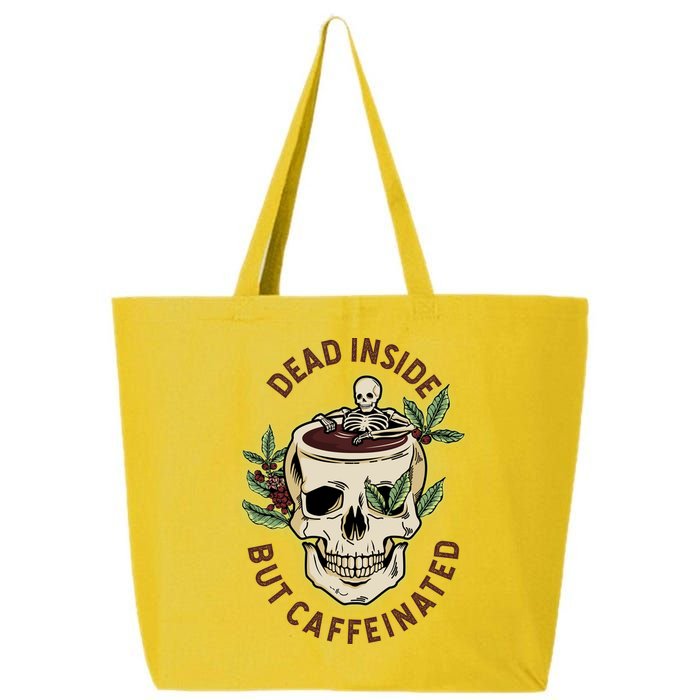 Dead Inside But Caffeinated Coffee Lover Skull Skeleton 25L Jumbo Tote