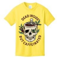 Dead Inside But Caffeinated Coffee Lover Skull Skeleton Kids T-Shirt