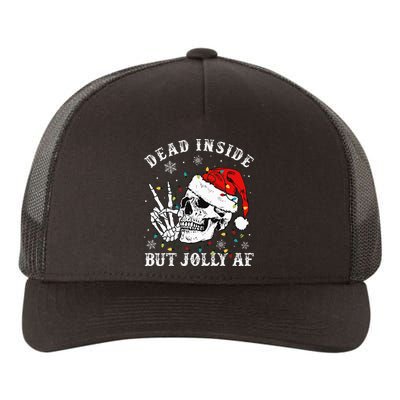 Dead Inside But Jolly AF Skeleton Santa Christmas Pajamas Yupoong Adult 5-Panel Trucker Hat