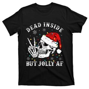 Dead Inside But Jolly AF Skeleton Santa Christmas Pajamas T-Shirt