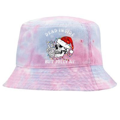 Dead Inside But Jolly AF Skeleton Santa Christmas Pajamas Tie-Dyed Bucket Hat