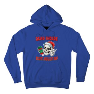 Dead Inside But Jolly Af Christmas Funny Christmas Skeleton Gift Hoodie