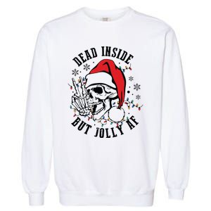 Dead Inside But Christmas Skeleton Christmas Garment-Dyed Sweatshirt