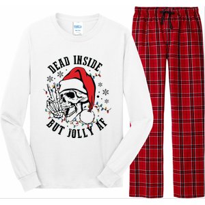 Dead Inside But Christmas Skeleton Christmas Long Sleeve Pajama Set