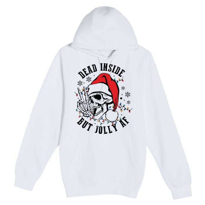 Dead Inside But Christmas Skeleton Christmas Premium Pullover Hoodie