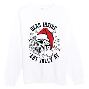 Dead Inside But Christmas Skeleton Christmas Premium Crewneck Sweatshirt