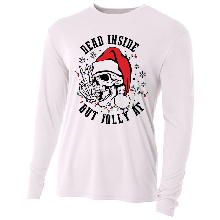 Dead Inside But Christmas Skeleton Christmas Cooling Performance Long Sleeve Crew