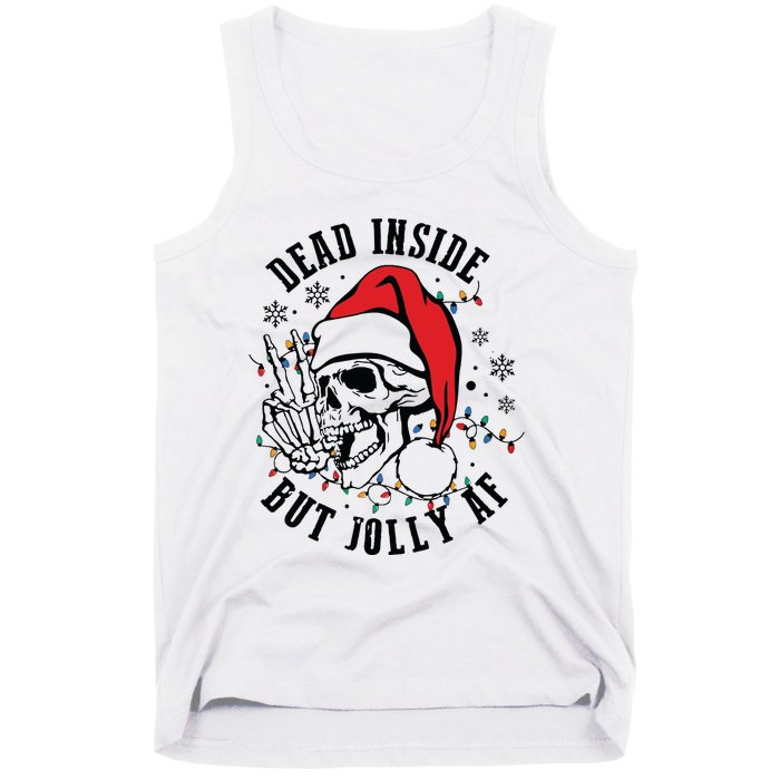 Dead Inside But Christmas Skeleton Christmas Tank Top