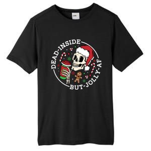 Dead Inside But Jolly Af Christmas Skeleton Santa Xmas Skull Gift Tall Fusion ChromaSoft Performance T-Shirt