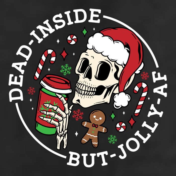 Dead Inside But Jolly Af Christmas Skeleton Santa Xmas Skull Gift 11oz C Handle Ceramic Mug