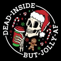 Dead Inside But Jolly Af Christmas Skeleton Santa Xmas Skull Gift Cooling Performance Long Sleeve Crew