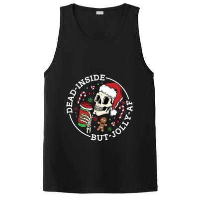 Dead Inside But Jolly Af Christmas Skeleton Santa Xmas Skull Gift PosiCharge Competitor Tank