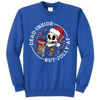 Dead Inside But Jolly Af Christmas Skeleton Santa Xmas Skull Gift Sweatshirt