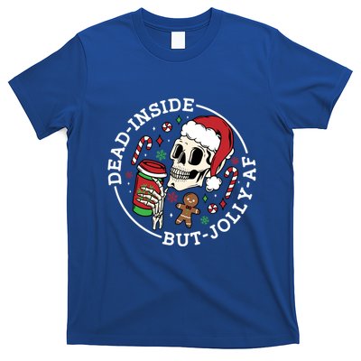 Dead Inside But Jolly Af Christmas Skeleton Santa Xmas Skull Gift T-Shirt