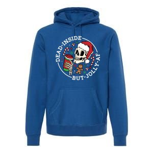 Dead Inside But Jolly Af Christmas Skeleton Santa Xmas Skull Gift Premium Hoodie