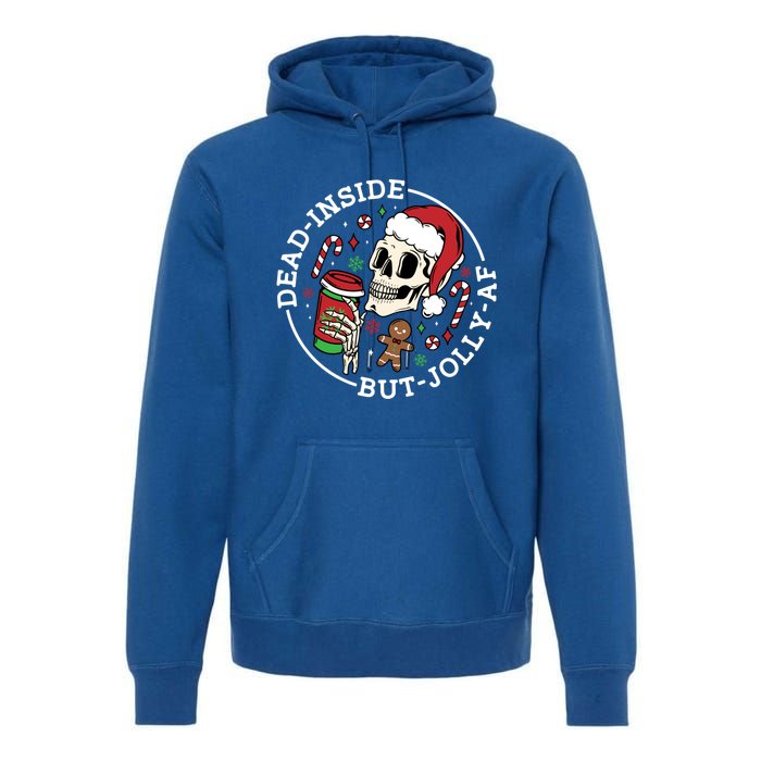 Dead Inside But Jolly Af Christmas Skeleton Santa Xmas Skull Gift Premium Hoodie