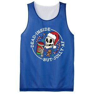 Dead Inside But Jolly Af Christmas Skeleton Santa Xmas Skull Gift Mesh Reversible Basketball Jersey Tank