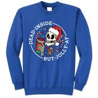 Dead Inside But Jolly Af Christmas Skeleton Santa Xmas Skull Gift Tall Sweatshirt