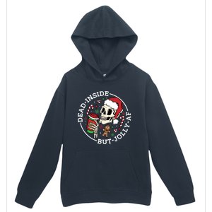 Dead Inside But Jolly Af Christmas Skeleton Santa Xmas Skull Gift Urban Pullover Hoodie