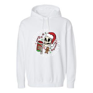 Dead Inside But Jolly Af Christmas Skeleton Santa Xmas Skull Gift Garment-Dyed Fleece Hoodie