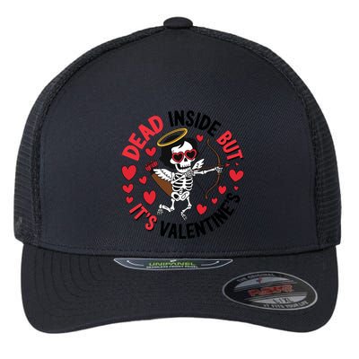 Dead Inside But Its Valentines Skeleton Cupid Flexfit Unipanel Trucker Cap