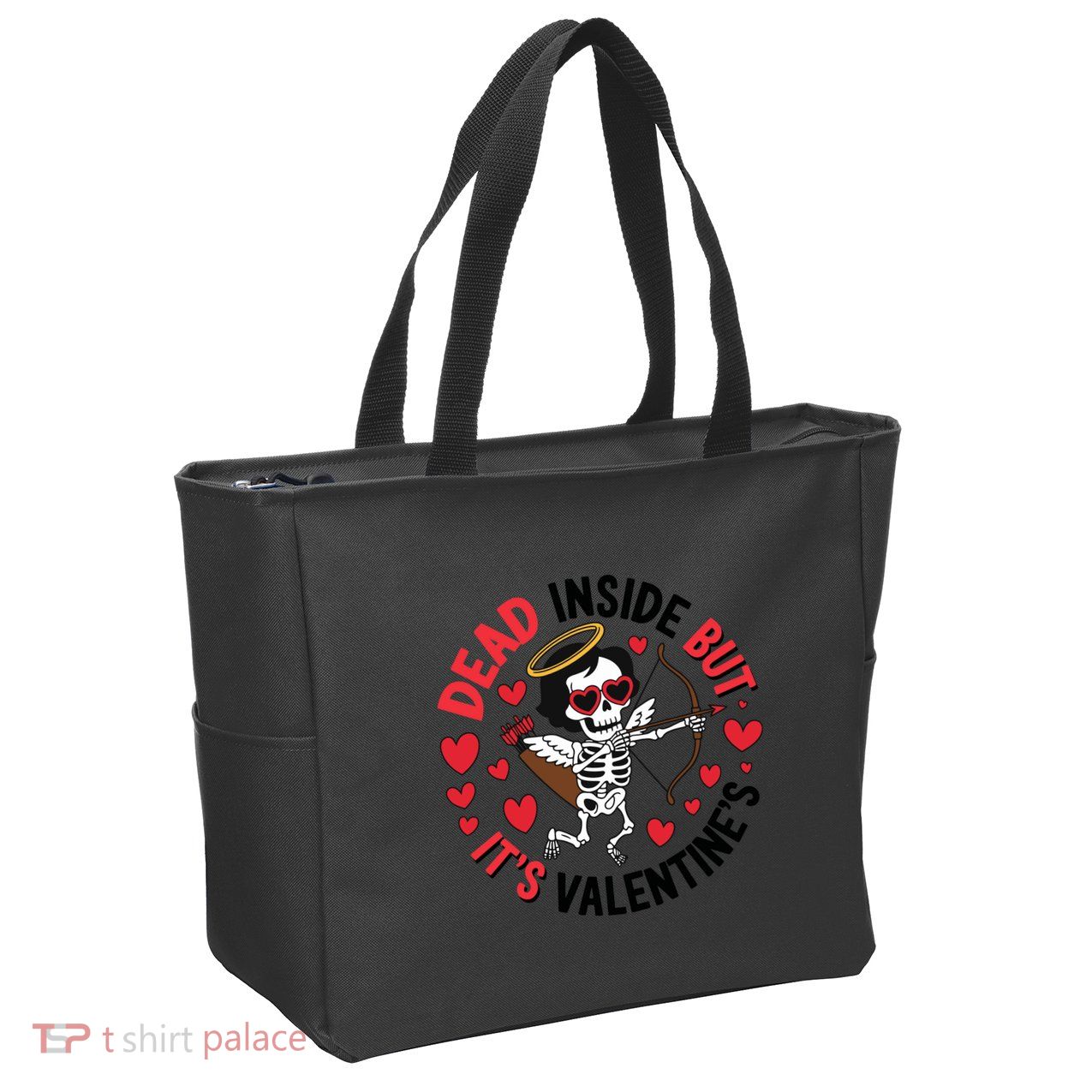Dead Inside But Its Valentines Skeleton Cupid Zip Tote Bag
