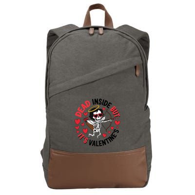 Dead Inside But Its Valentines Skeleton Cupid Cotton Canvas Backpack