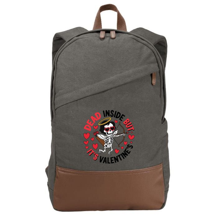 Dead Inside But Its Valentines Skeleton Cupid Cotton Canvas Backpack