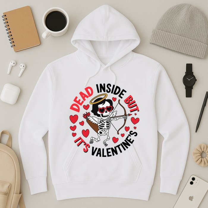Dead Inside But Its Valentines Skeleton Cupid Hoodie