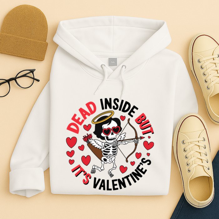 Dead Inside But Its Valentines Skeleton Cupid Hoodie