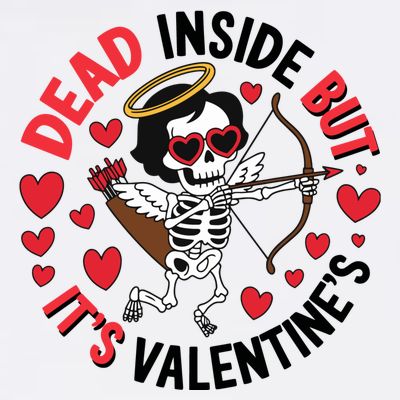 Dead Inside But Its Valentines Skeleton Cupid T-Shirt