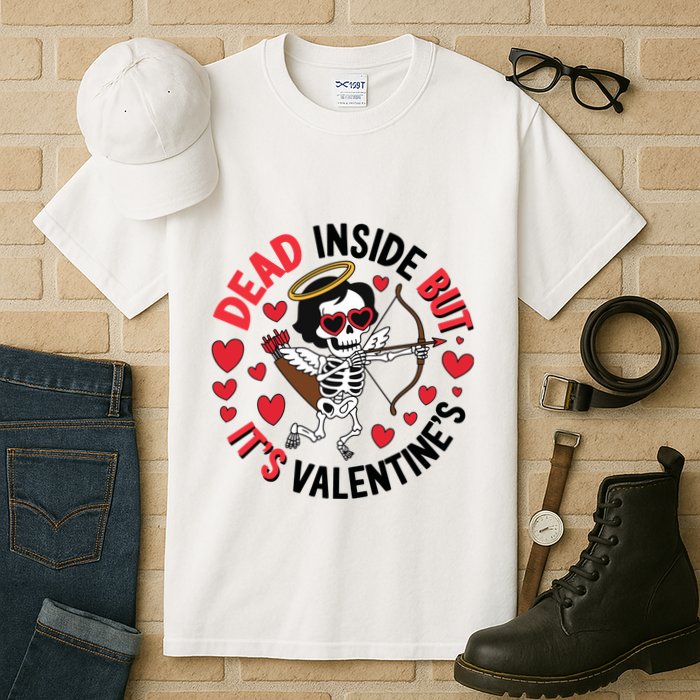 Dead Inside But Its Valentines Skeleton Cupid Tall T-Shirt