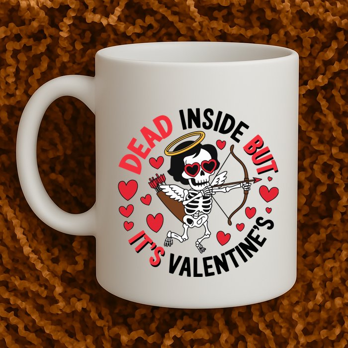 Dead Inside But Its Valentines Skeleton Cupid Mug