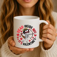 Dead Inside But Its Valentines Skeleton Cupid Mug