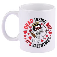 Dead Inside But Its Valentines Skeleton Cupid 11oz C Handle Ceramic Mug