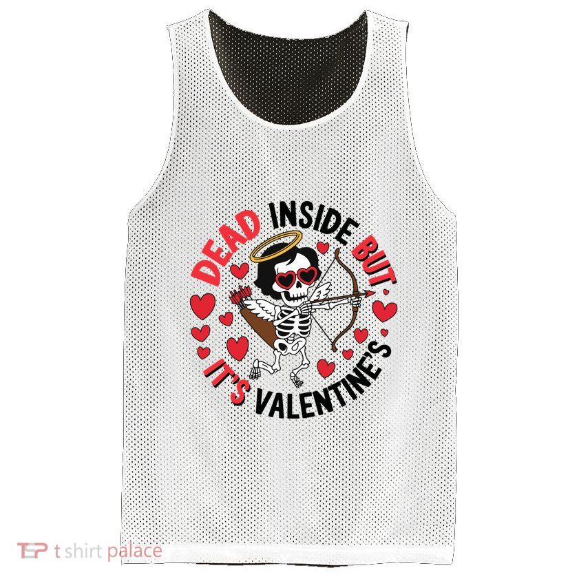 Dead Inside But Its Valentines Skeleton Cupid Mesh Reversible Basketball Jersey Tank