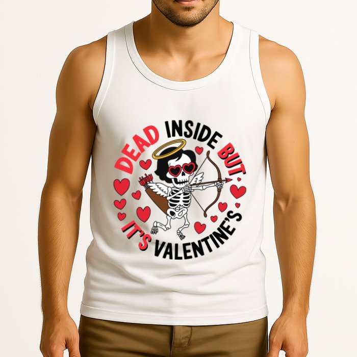 Dead Inside But Its Valentines Skeleton Cupid Tank Top