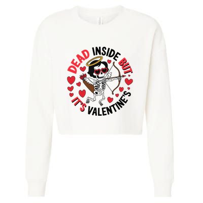 Dead Inside But Its Valentines Skeleton Cupid Cropped Pullover Crew