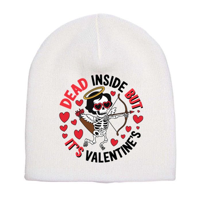 Dead Inside But Its Valentines Skeleton Cupid Short Acrylic Beanie