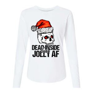 Dead Inside But Jolly Af Xmas Sarcastic Skeleton Skull Womens Cotton Relaxed Long Sleeve T-Shirt