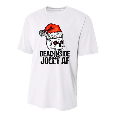 Dead Inside But Jolly Af Xmas Sarcastic Skeleton Skull Youth Performance Sprint T-Shirt