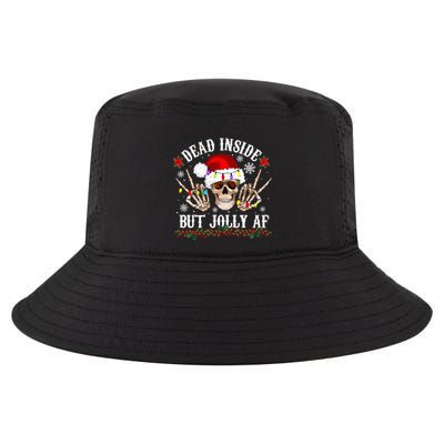 Dead Inside But Jolly AF Funny Christmas Funny Skull Design Cool Comfort Performance Bucket Hat