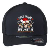 Dead Inside But Jolly AF Funny Christmas Funny Skull Design Flexfit Unipanel Trucker Cap