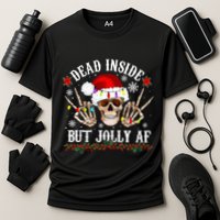 Dead Inside But Jolly AF Funny Christmas Funny Skull Design Performance Shirt
