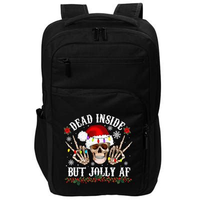 Dead Inside But Jolly AF Funny Christmas Funny Skull Design Impact Tech Backpack