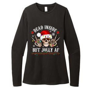 Dead Inside But Jolly AF Funny Christmas Funny Skull Design Womens CVC Long Sleeve Shirt