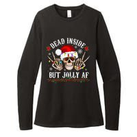 Dead Inside But Jolly AF Funny Christmas Funny Skull Design Womens CVC Long Sleeve Shirt