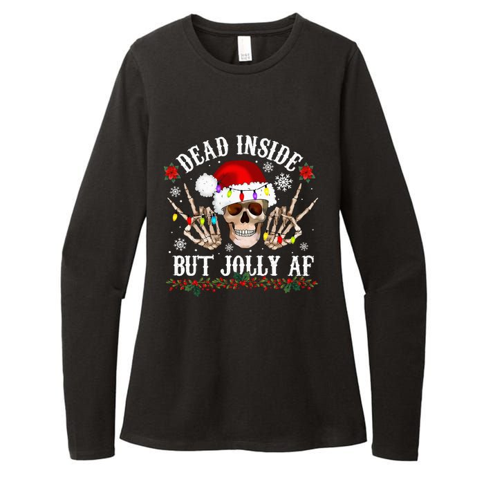 Dead Inside But Jolly AF Funny Christmas Funny Skull Design Womens CVC Long Sleeve Shirt