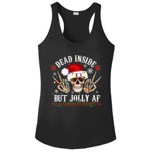 Dead Inside But Jolly AF Funny Christmas Funny Skull Design Ladies PosiCharge Competitor Racerback Tank